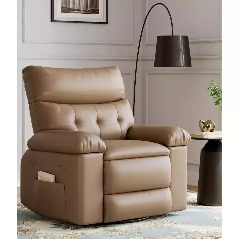 Fauteuils inclinables surdimensionnés avec fonction de chaleur et de massage - Fauteuil inclinable paresseux pivotant à 360° pour adultes - Fauteuil à bascule manuel