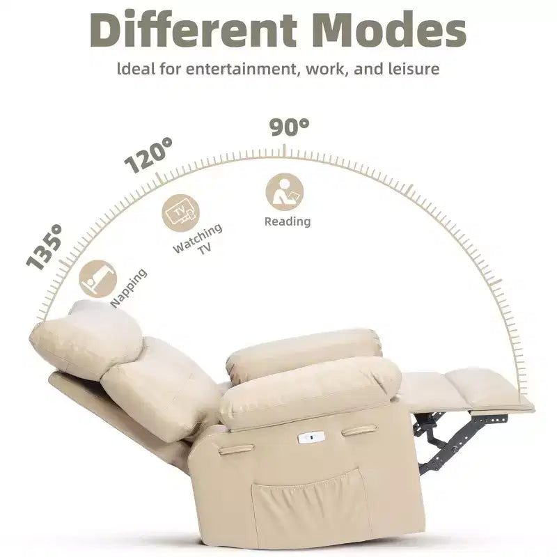 Fauteuils inclinables surdimensionnés avec fonction de chaleur et de massage - Fauteuil inclinable paresseux pivotant à 360° pour adultes - Fauteuil à bascule manuel