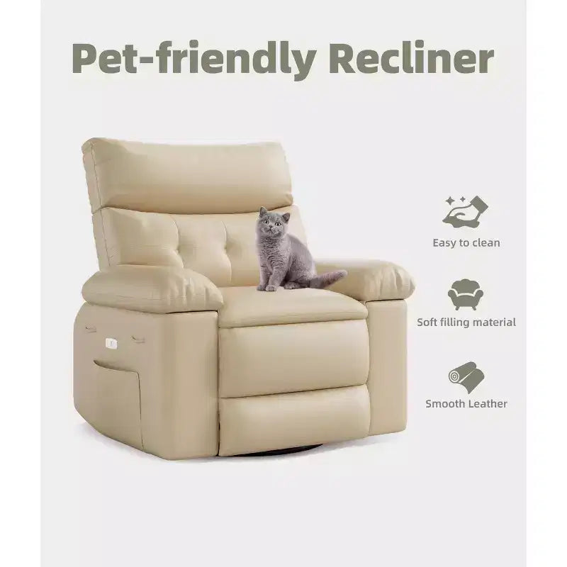 Fauteuils inclinables surdimensionnés avec fonction de chaleur et de massage - Fauteuil inclinable paresseux pivotant à 360° pour adultes - Fauteuil à bascule manuel