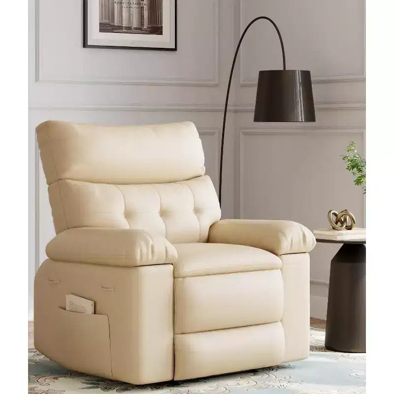 Fauteuils inclinables surdimensionnés avec fonction de chaleur et de massage - Fauteuil inclinable paresseux pivotant à 360° pour adultes - Fauteuil à bascule manuel