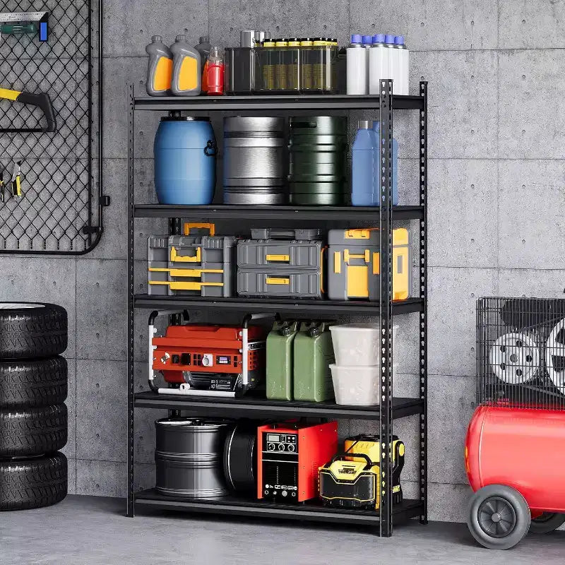 Étagères de rangement à 5 niveaux, étagère de garage en acier, rayonnage industriel réglable, étagère autoportante en métal mat pour entrepôt, sous-sol, cuisine, atelier