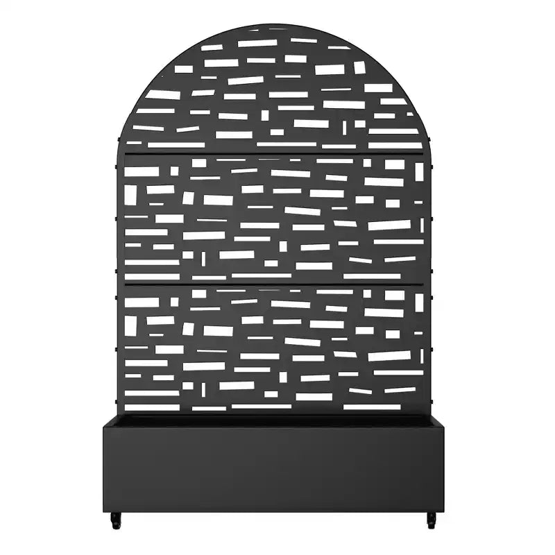 Jardinière avec treillis en fer noir, arche, large bord Gerald, style urbain, 183x119x41cm, ensemble de 3 pièces