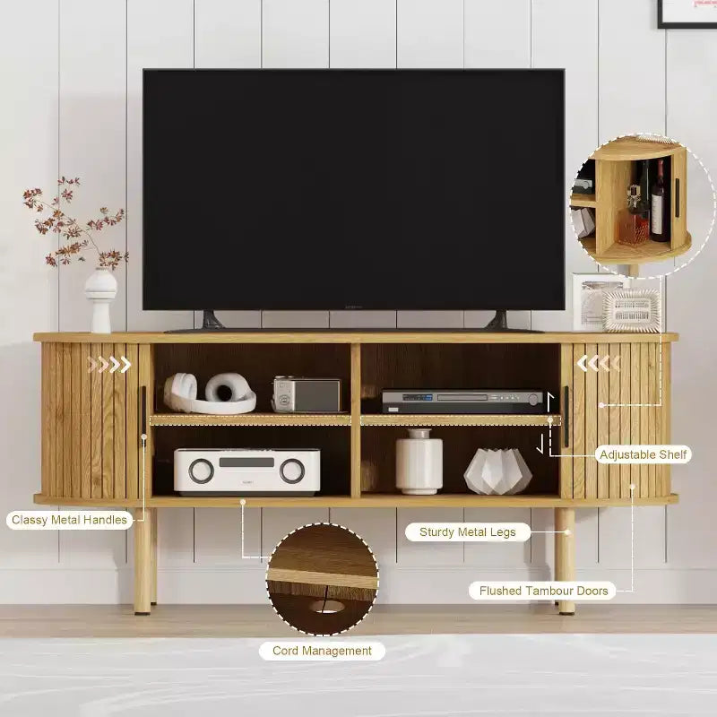 Meuble TV 65 pouces, Meuble TV avec rangement, Meuble TV moderne pour salon, couloir, chambre à coucher