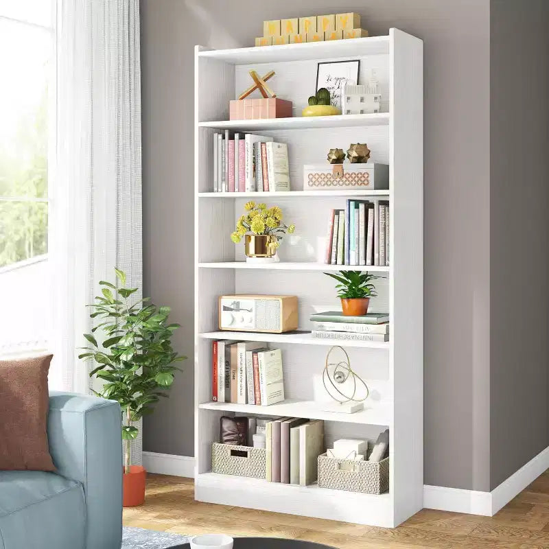 Grande bibliothèque, étagère de rangement moderne à 7 niveaux, grande étagère de présentation ouverte pour salon, bureau