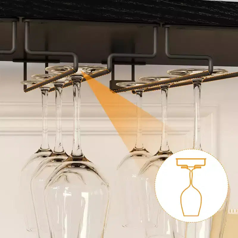 Meuble Bar à Vin Élégant à 3 Niveaux avec Casier à Bouteilles et Rangement, Buffet avec Porte-Verres et Porte en Maille, Idéal pour la Cuisine, le Salon et le Bar