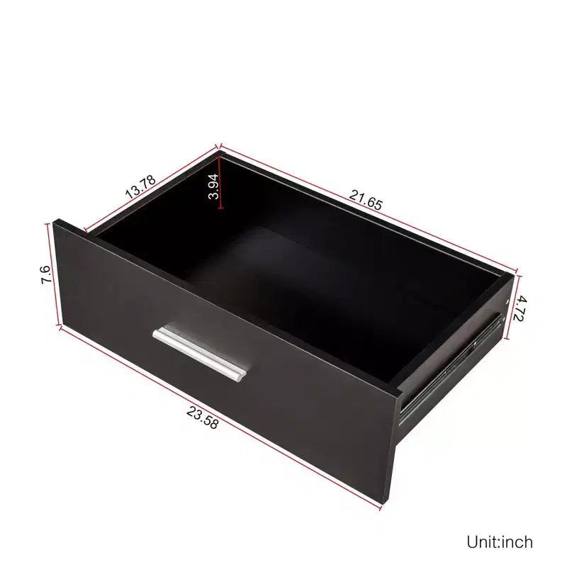 Commode de 120 cm de large avec 8 tiroirs en panneaux de particules noirs