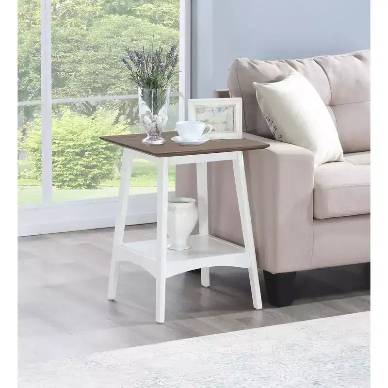 Table d'appoint rectangulaire en bois blanc de 24 po
