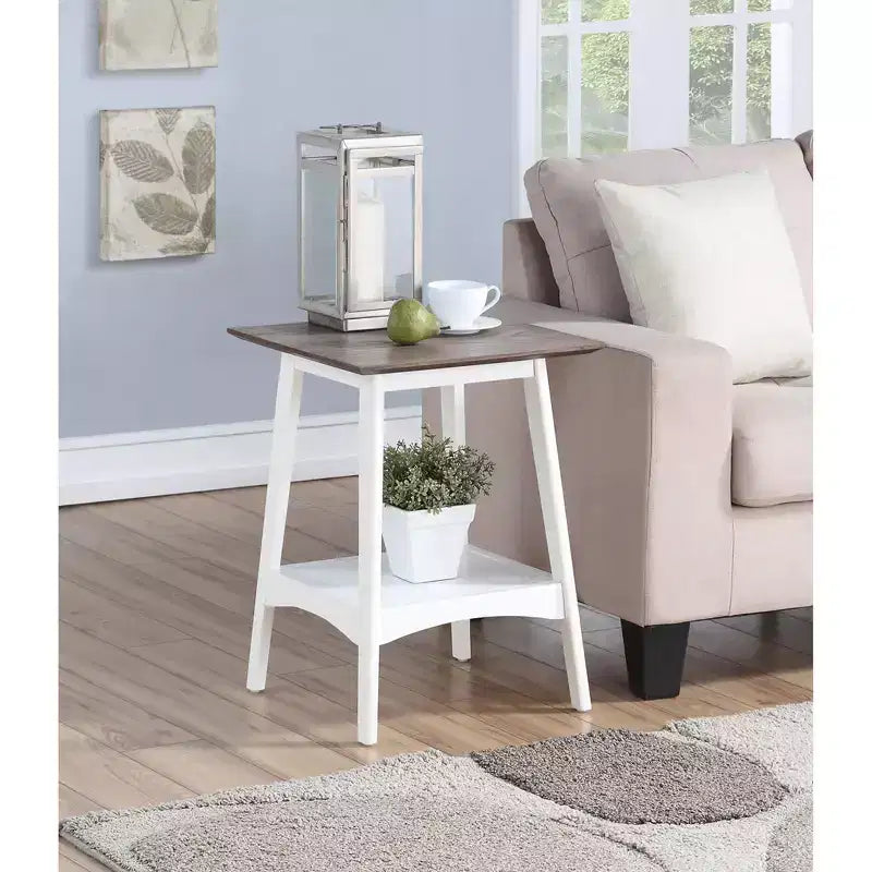 Table d'appoint rectangulaire en bois blanc de 24 po