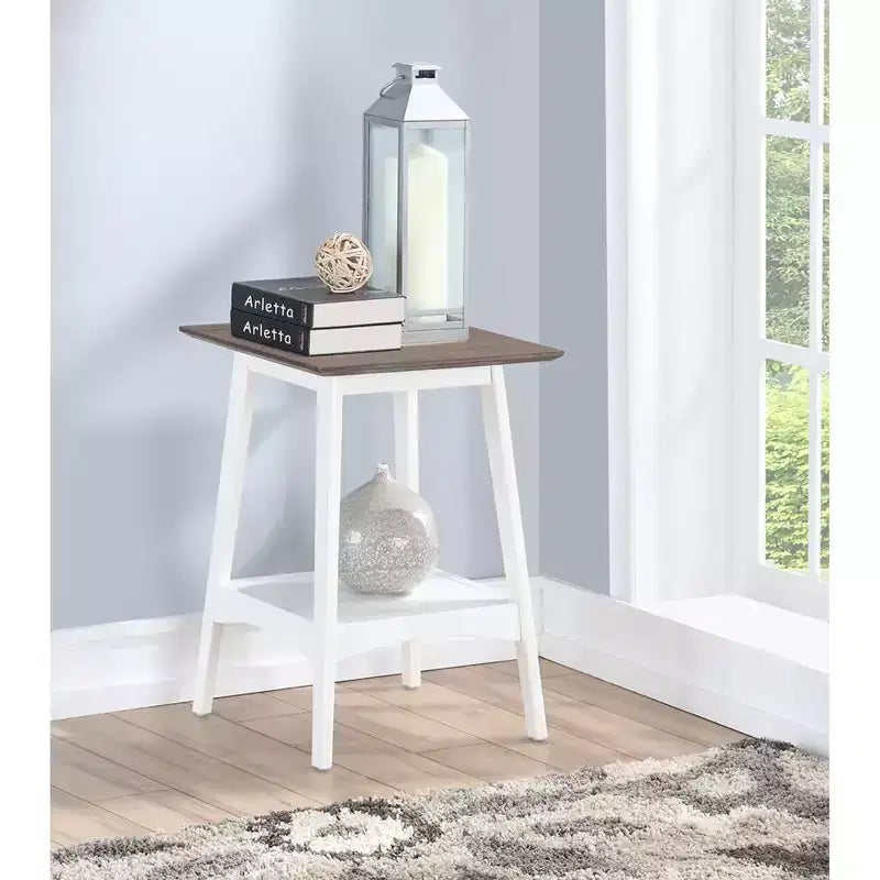 Table d'appoint rectangulaire en bois blanc de 24 po