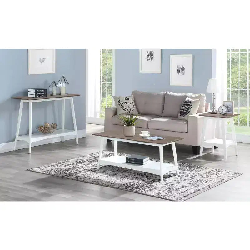 Table d'appoint rectangulaire en bois blanc de 24 po