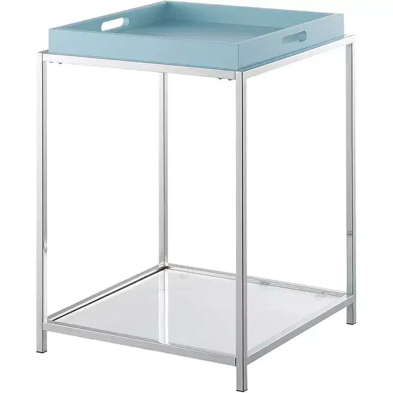 Table d'appoint rectangulaire en métal bleu de 61 cm de haut - 1 pièce