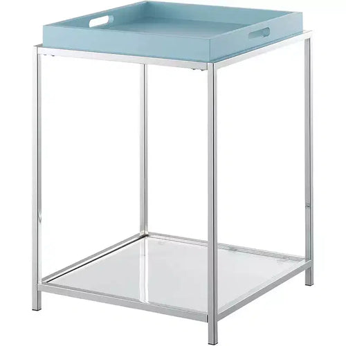 Table d'appoint rectangulaire en métal bleu de 61 cm de haut - 1 pièce