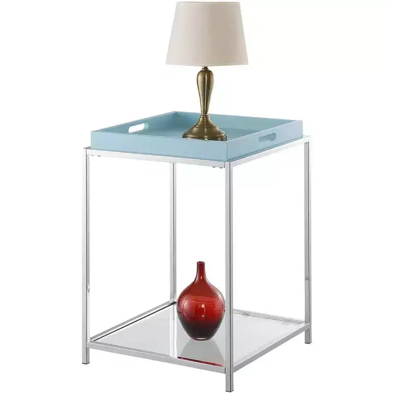 Table d'appoint rectangulaire en métal bleu de 61 cm de haut - 1 pièce