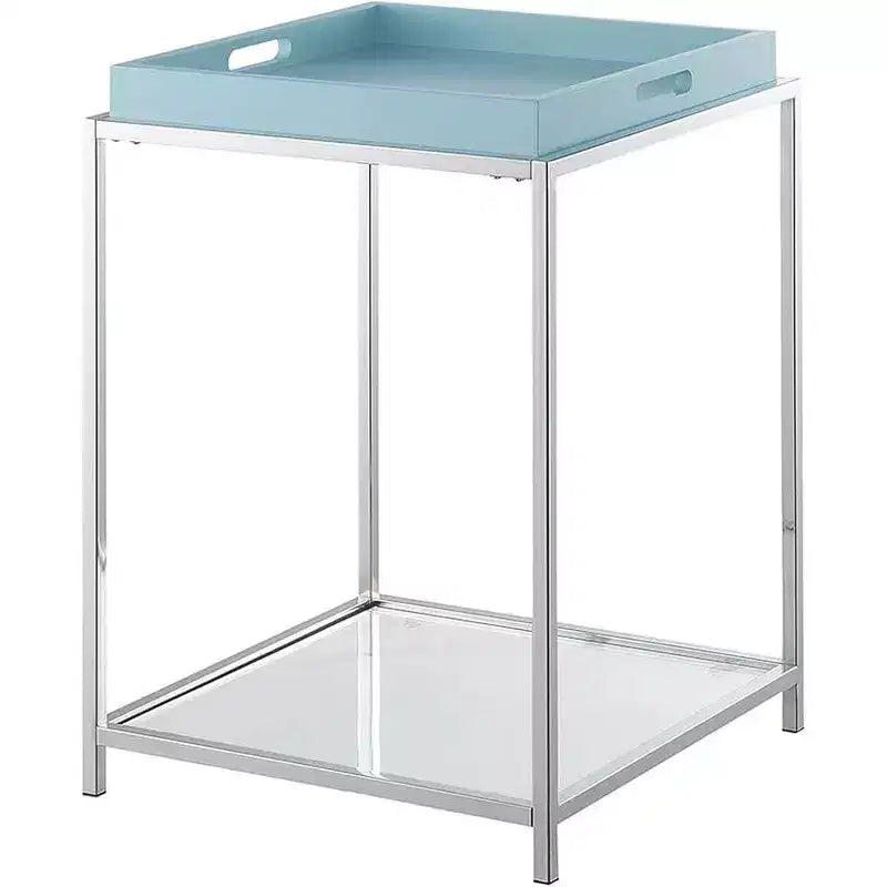 Table d'appoint rectangulaire en métal bleu de 61 cm de haut - 1 pièce