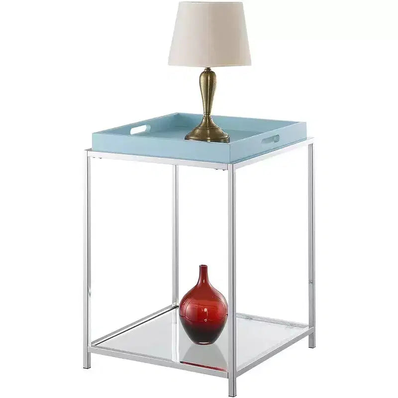 Table d'appoint rectangulaire en métal bleu de 61 cm de haut - 1 pièce