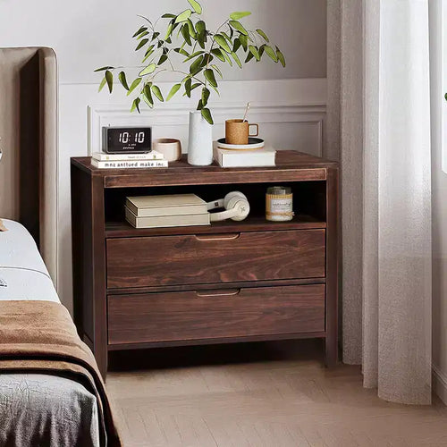 Karl Home 2-Drawer Brown MDF (Medium-Density Fiberboard) 29.53in. W Nightstands