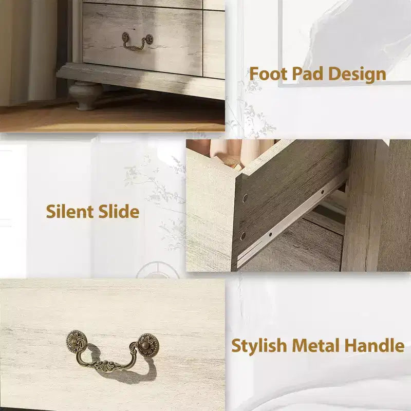 Commode à 9 tiroirs, Meuble de rangement rustique en bois