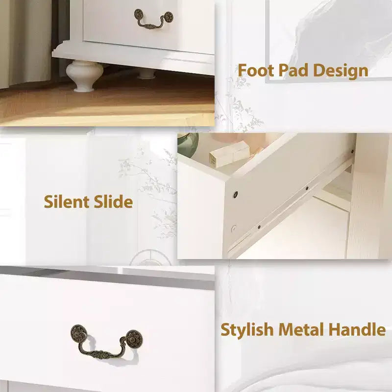 Commode à 9 tiroirs, Meuble de rangement rustique en bois