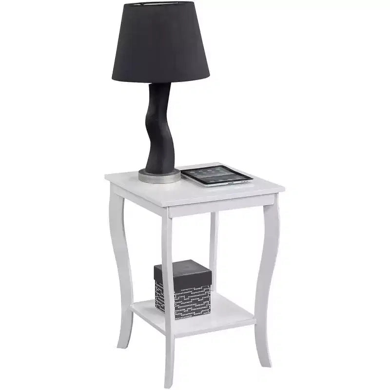Table d'appoint carrée avec deux étagères spacieuses, table d'appoint de transition parfaite pour le rangement et la décoration élégante du salon