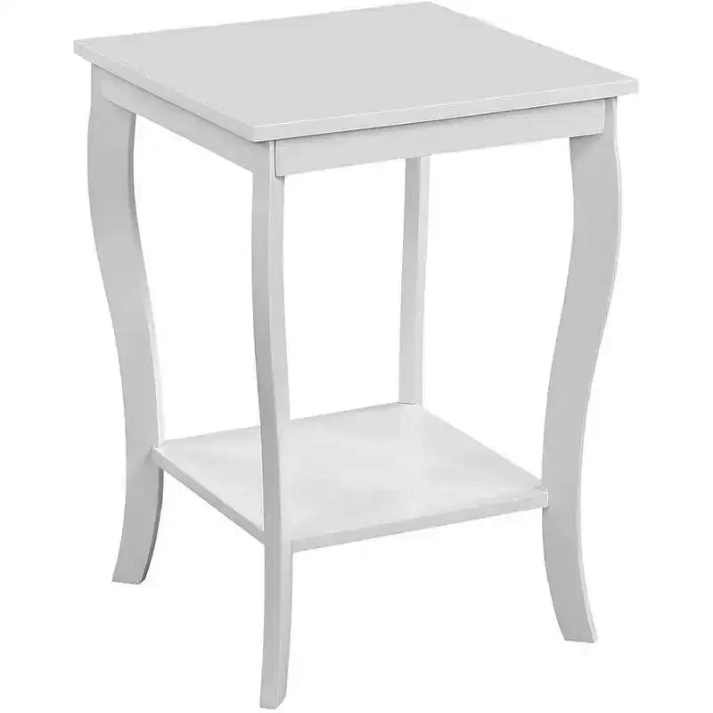 Table d'appoint carrée avec deux étagères spacieuses, table d'appoint de transition parfaite pour le rangement et la décoration élégante du salon