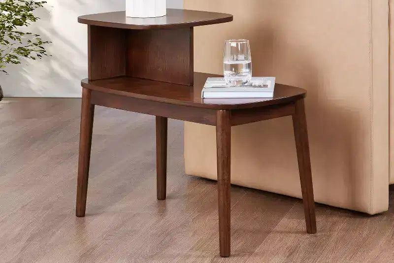 HomeStock Belmont End Table with Drawer and Slide Out Shelf, Faux Marble White Top with Black Finish, Stylish Accent Side Table for Storage