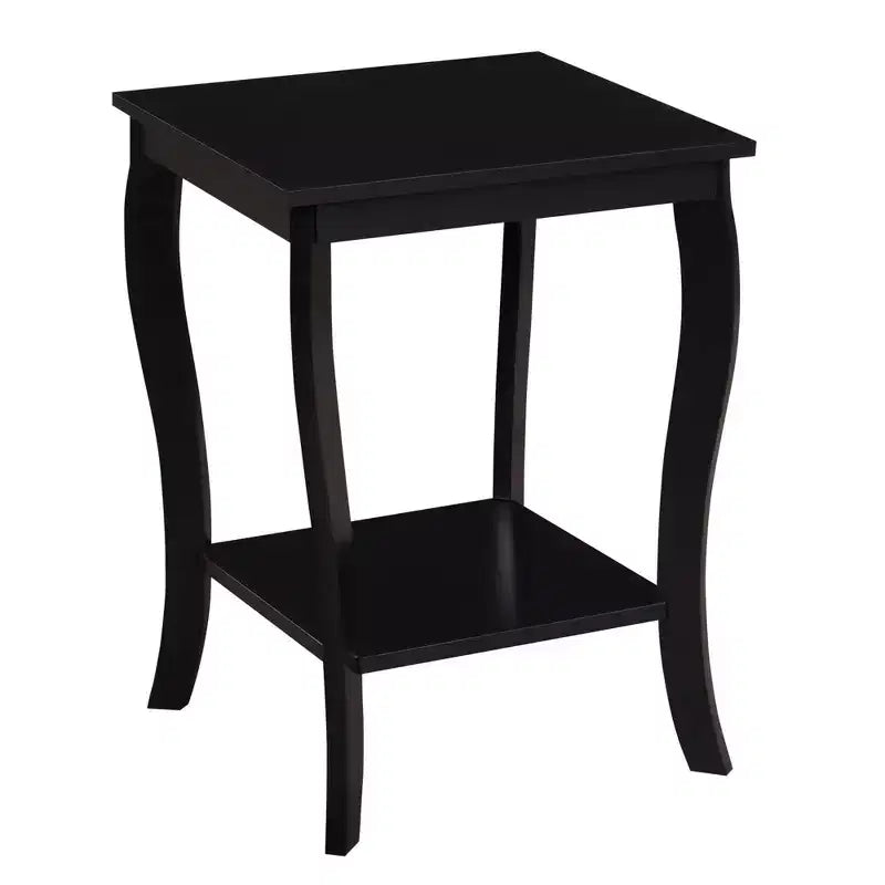 Table d'appoint carrée avec deux étagères, style classique de transition