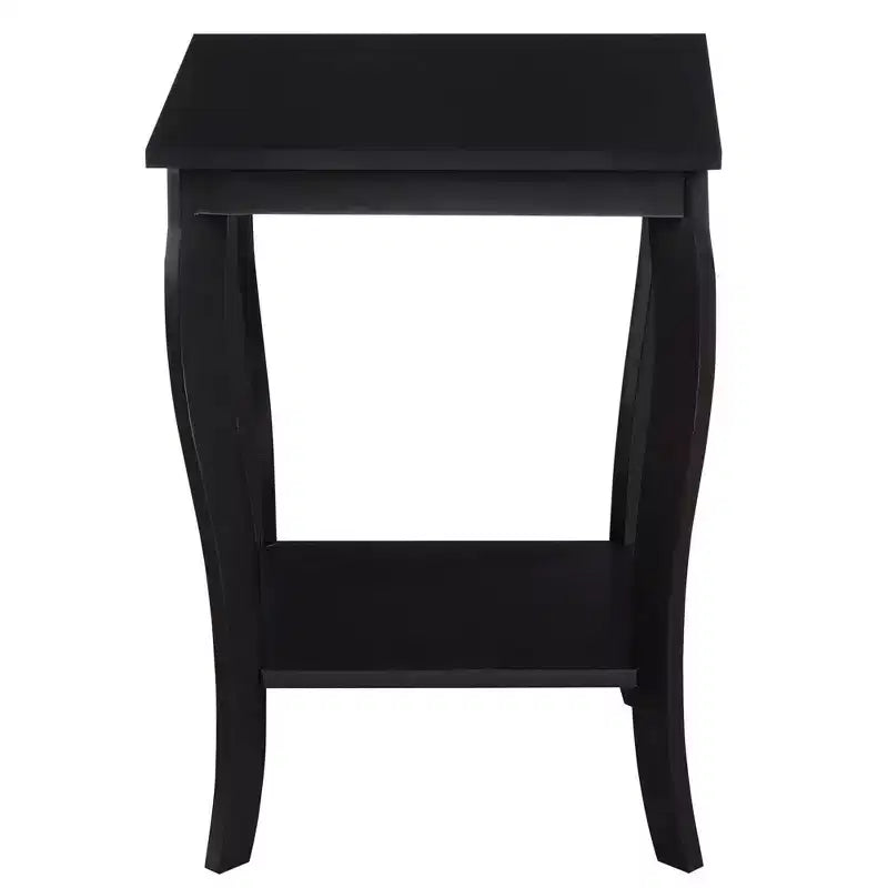 Table d'appoint carrée avec deux étagères, style classique de transition