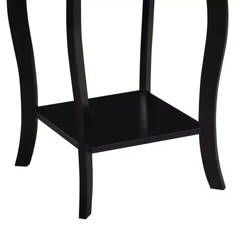 Table d'appoint carrée avec deux étagères, style classique de transition