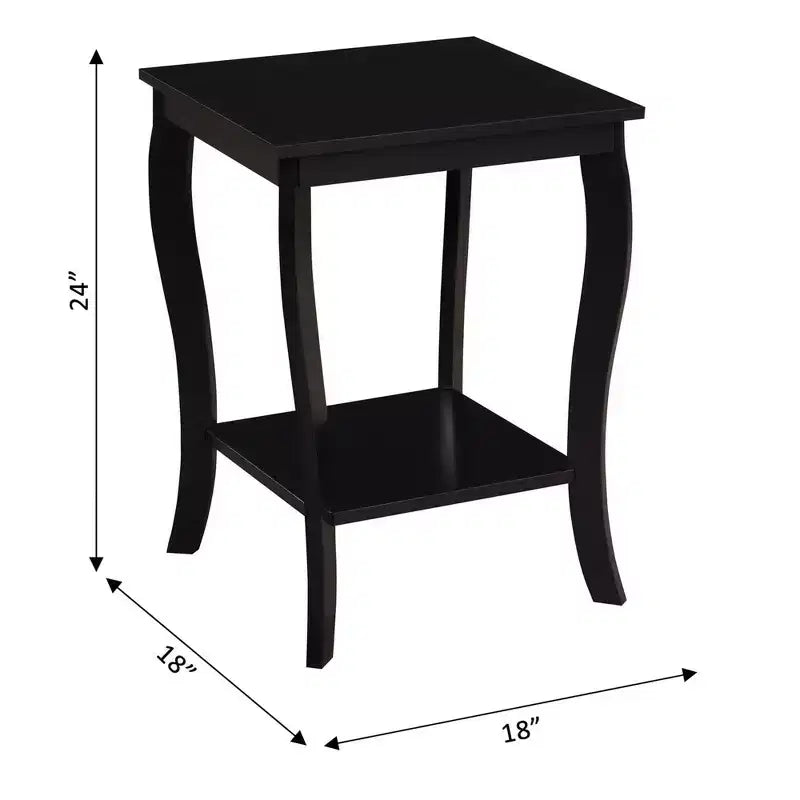 Table d'appoint carrée avec deux étagères, style classique de transition