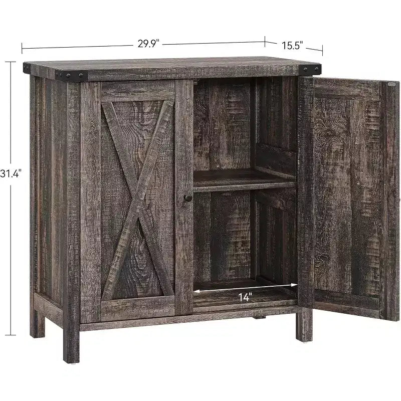Buffet de Rangement, Desserte de Ferme 150 cm avec 2 Armoires et Étagère Ouverte, Meuble Console pour Salon, Salle à Manger, Couloir
