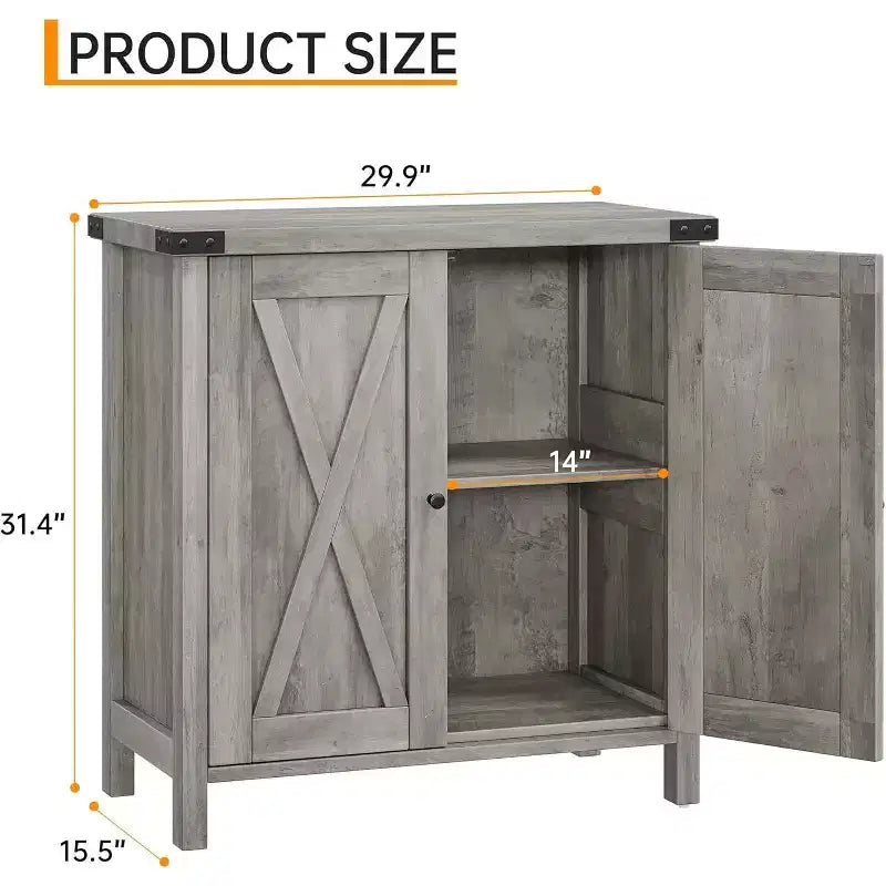 Buffet de Rangement, Desserte de Ferme 150 cm avec 2 Armoires et Étagère Ouverte, Meuble Console pour Salon, Salle à Manger, Couloir