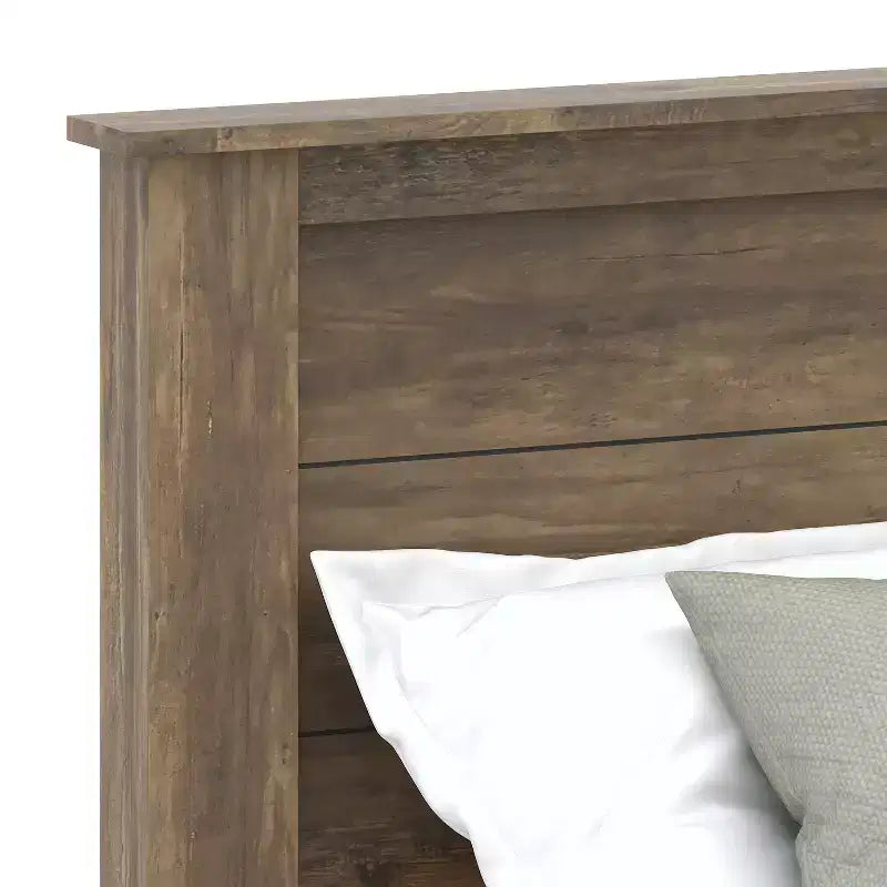 Lit plateforme King Size avec tête de lit - Chêne noueux