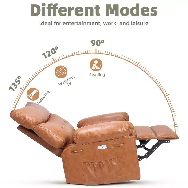 Fauteuil inclinable, pivotant et basculant extra large avec fonction massage, en similicuir, pour adultes