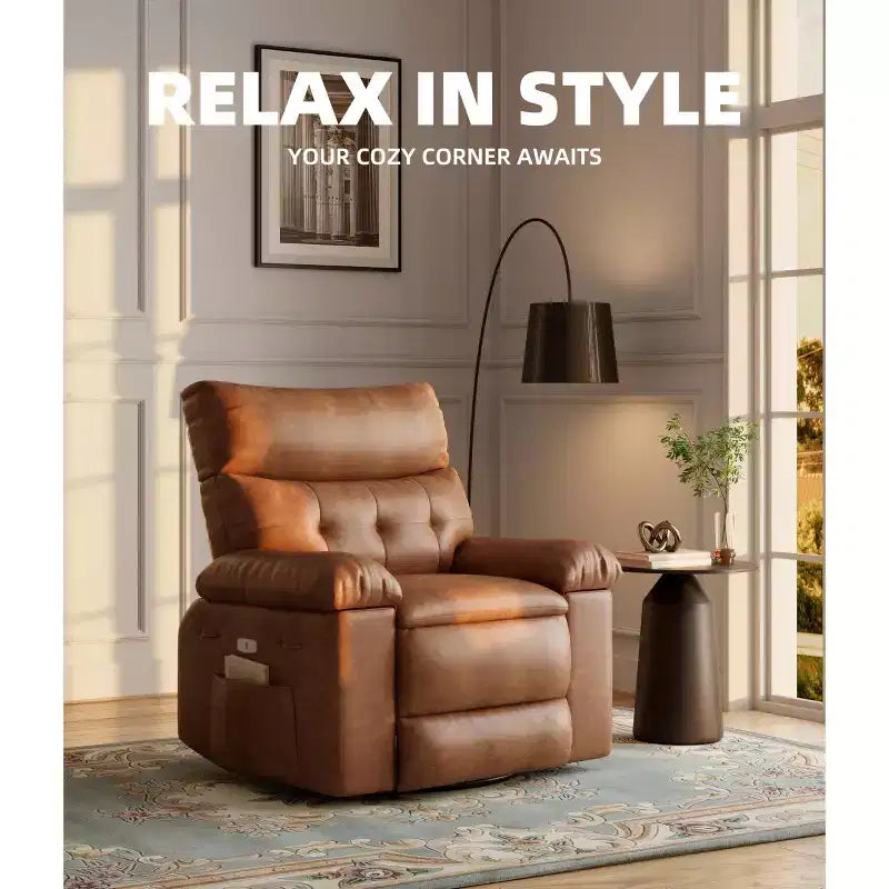 Fauteuil inclinable, pivotant et basculant extra large avec fonction massage, en similicuir, pour adultes