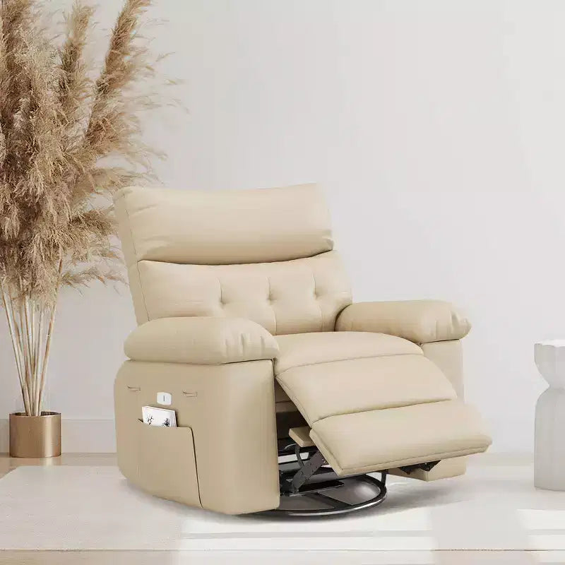 Fauteuil inclinable, pivotant et basculant extra large avec fonction massage, en similicuir, pour adultes