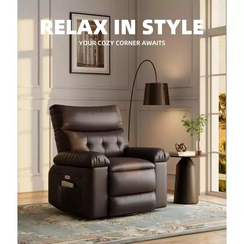 Fauteuil inclinable, pivotant et basculant extra large avec fonction massage, en similicuir, pour adultes