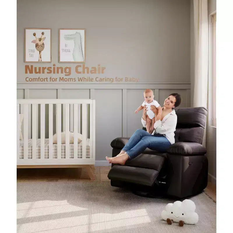 Fauteuil inclinable, pivotant et basculant extra large avec fonction massage, en similicuir, pour adultes