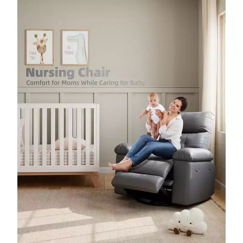 Fauteuil inclinable, pivotant et basculant extra large avec fonction massage, en similicuir, pour adultes
