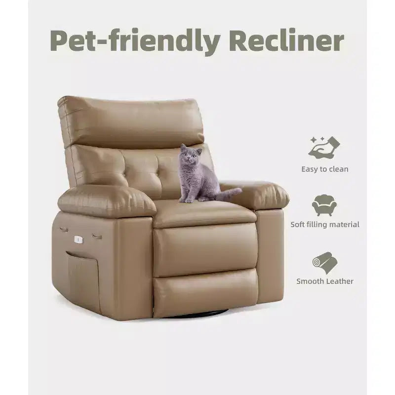 Fauteuil inclinable, pivotant et basculant extra large avec fonction massage, en similicuir, pour adultes
