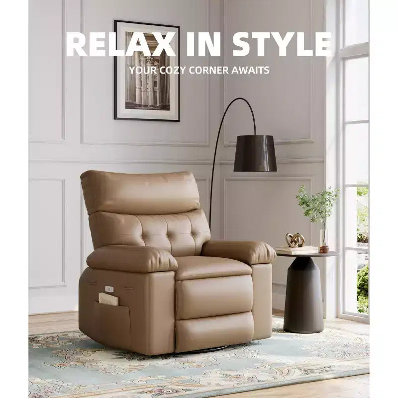 Fauteuil inclinable, pivotant et basculant extra large avec fonction massage, en similicuir, pour adultes