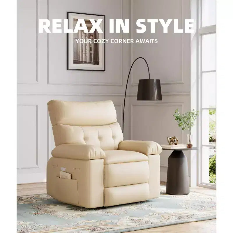 Fauteuil inclinable, pivotant et basculant extra large avec fonction massage, en similicuir, pour adultes