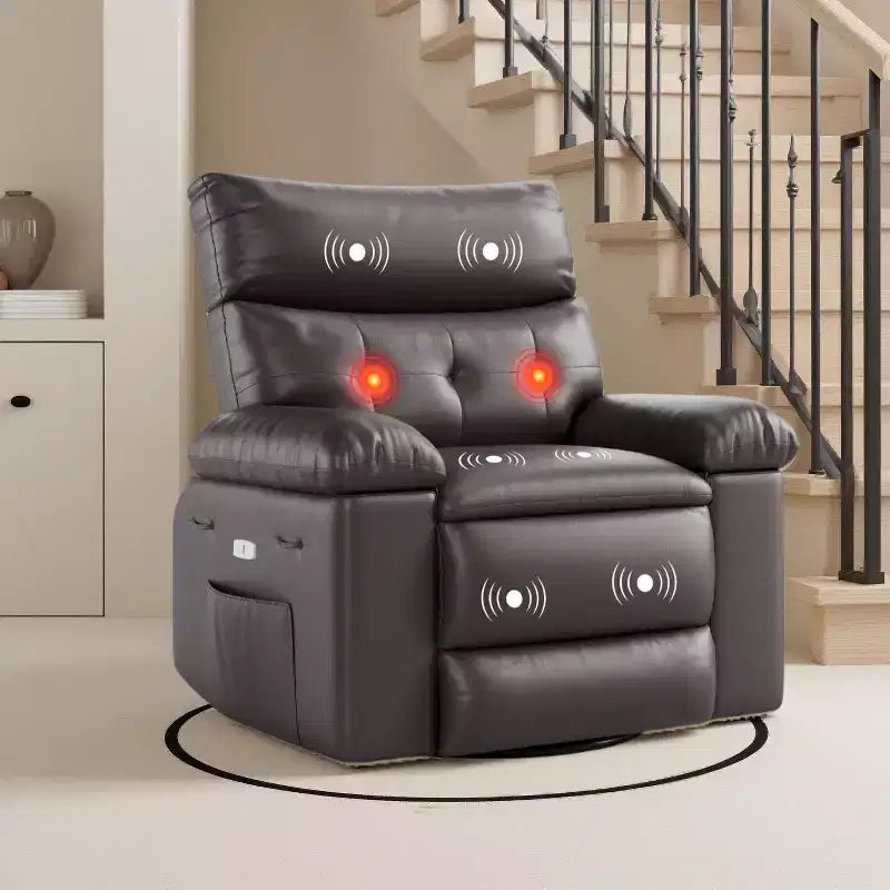 Fauteuil inclinable, pivotant et basculant extra large avec fonction massage, en similicuir, pour adultes