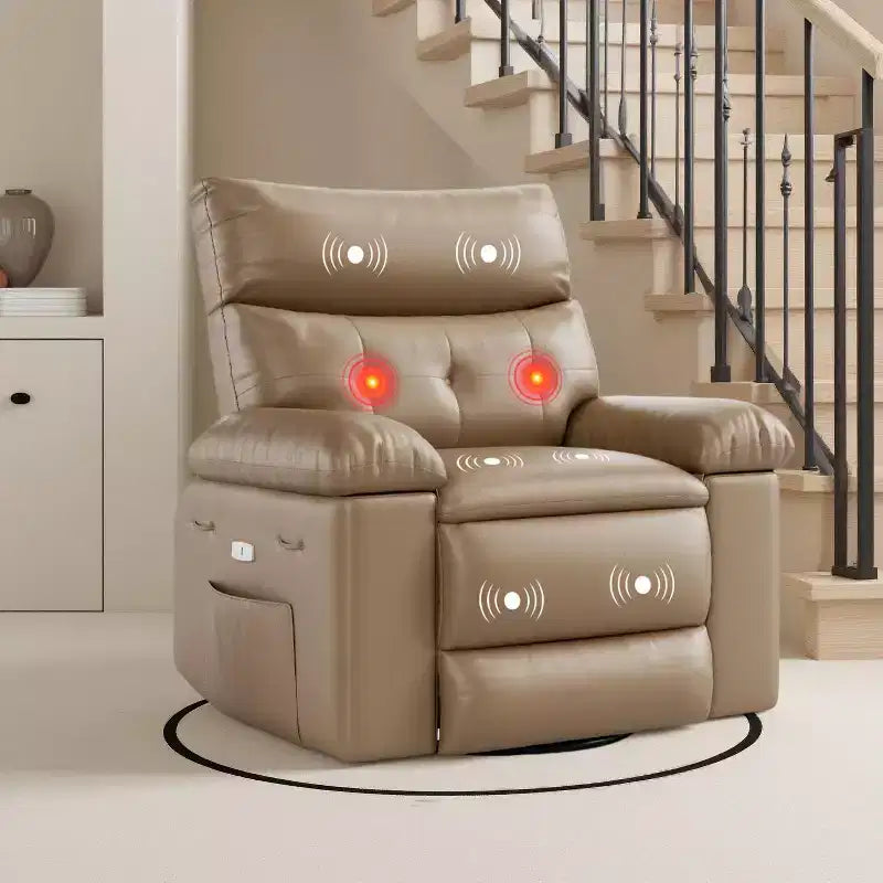 Fauteuil inclinable, pivotant et basculant extra large avec fonction massage, en similicuir, pour adultes