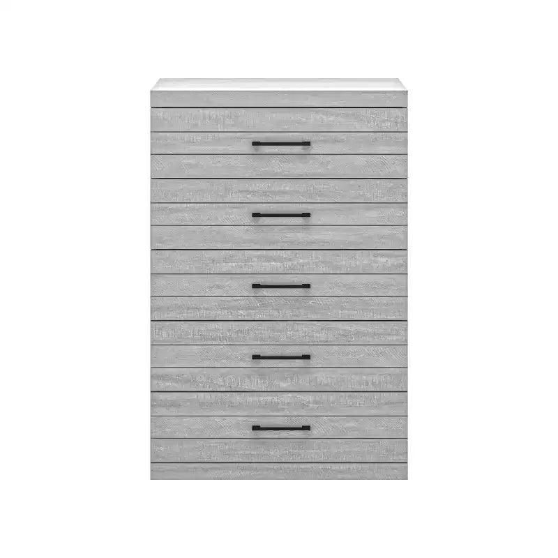 Commode 5 tiroirs avec sécurité interlock - Chêne gris poudré