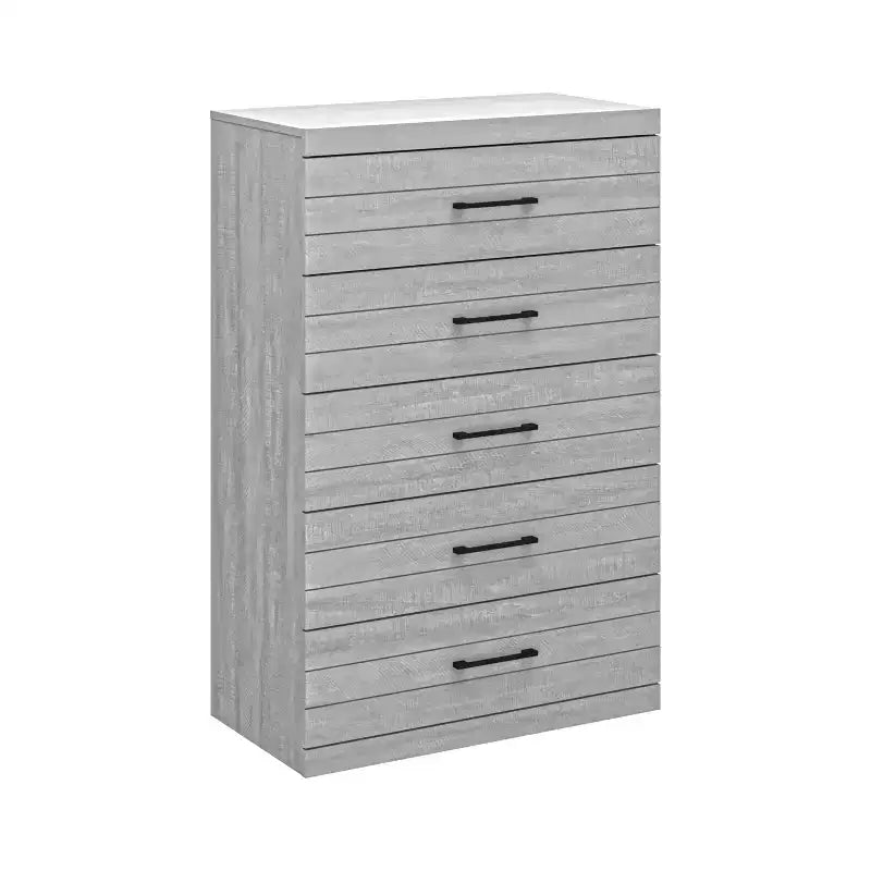 Commode 5 tiroirs avec sécurité interlock - Chêne gris poudré