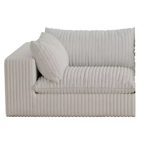 Canapé nuage en velours côtelé blanc de 300 cm, assise profonde, coussin double couche amovible, aucun assemblage requis, multi-pièces