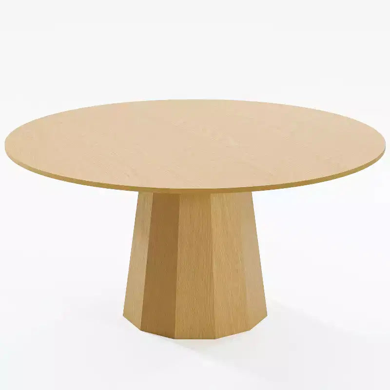 Table à manger ronde 60" en bois massif pour 6-8 personnes, naturelle - Piétement conique