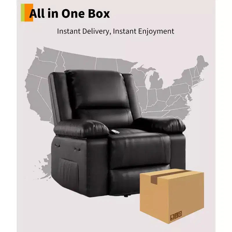 Fauteuil inclinable électrique surdimensionné avec fonction de levage - Chauffage et massage, fauteuil inclinable électrique en cuir PU pour personnes âgées et à mobilité réduite, fauteuil releveur robuste