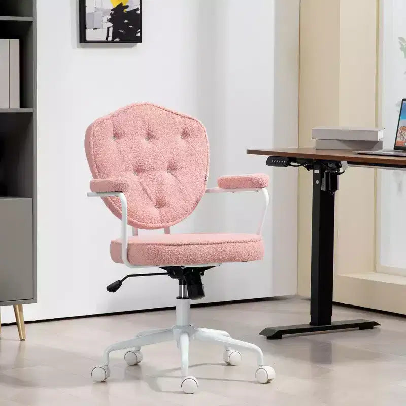 Chaise de bureau pivotante rembourrée avec hauteur réglable pour le bureau, le cabinet de travail, la salle de lecture