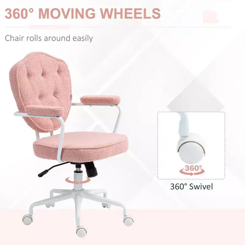 Chaise de bureau pivotante rembourrée avec hauteur réglable pour le bureau, le cabinet de travail, la salle de lecture
